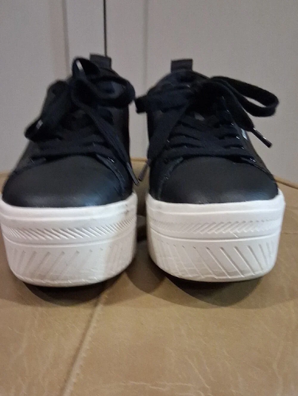 Keds Black Platform Lace-Up Sneakers with White Sole